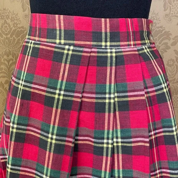 Vintage 70s 80s Plaid Highwaisted MIDI Skirt - Picture 7 of 9
